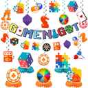 Family Game Night Party Decorations Game on Birthday Party Decor Supplies Includes Happy Birthday Banner Hanging Swirls Honeycomb Centerpiece for Kids Adult Video Chess Card Game Party Supplies Decor