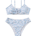 COZYEASE Girls' 2 Piece Ditsy Floral Print Knot Front Ruched Triangle Bikini Swimsuit 8Y