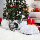 Cat Tunnel Bed for Indoor Cats, Under Christmas Tree Skirt, Donut Tunnel Toys for Multiple & Large Cats, Bed Cave Hideaway for Kitten, Rabbit, Puppy, Gray