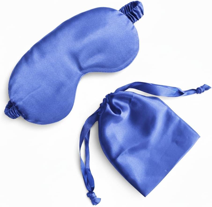 [1 Pack] QSYW Sleep Masks, Satin Eye Mask for Sleeping - Silky Eye Masks Bulk with Storage Bag & Elastic Strap,Blue