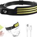 LED Headlamp Rechargeable,Headlamp 1200L White Light 5 Modes,270° Wide Angle Lighting,1200mAh Battery,Soft Silicone,Adjustable Headband,Suitable for Running,Fishing,Cycling,Climbing,Car Repai