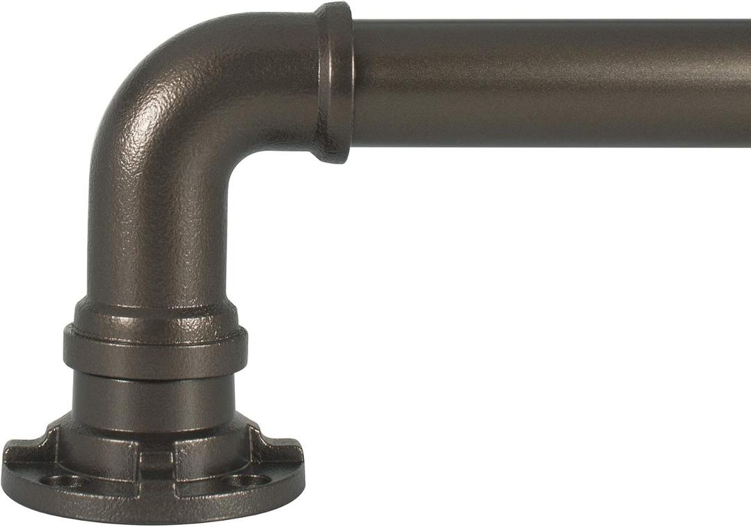 Decopolitan Industrial Wrap Around Telescoping Curtain Rod Set, 72-144", Bronze