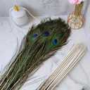 THARAHT 24pcs Peacock Feathers Natural Long in Bulk 30-32 inch(75-80 cm) for Floral Arrangements DIY Craft, Wedding Home Party Holiday Decoration Peacock Feathers
