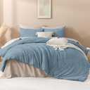 Andency Grayish Blue Super King Comforter, 3 Pieces Boho Bedding Set