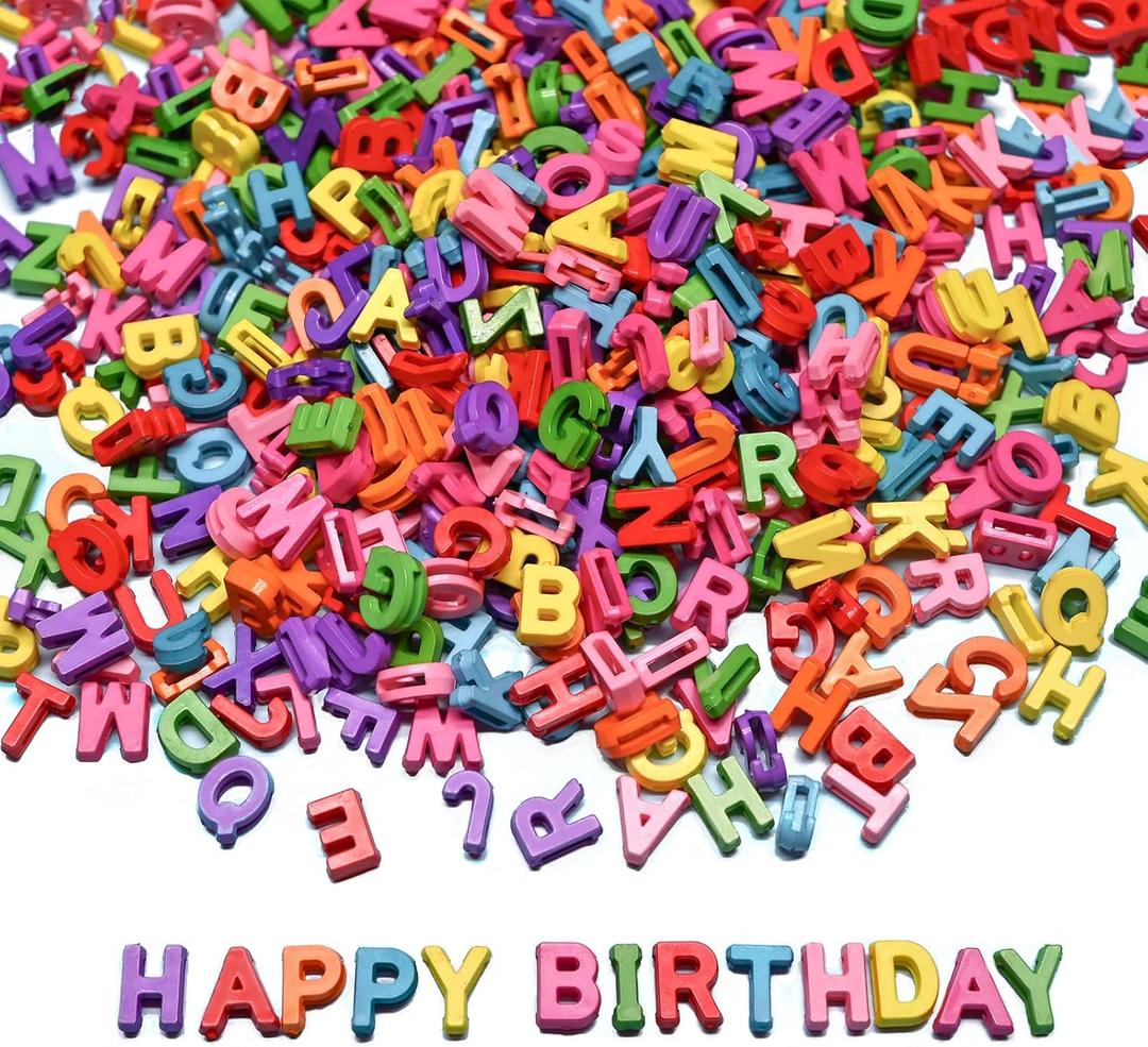 300+ Pieces 9x12mm Big Large Alphabet Letter Beads Charms A-Z Mixed Plastic Shape Loose Bead for Jewelry Making Bracelets Necklaces Key Chains (Classic Solid Colors)