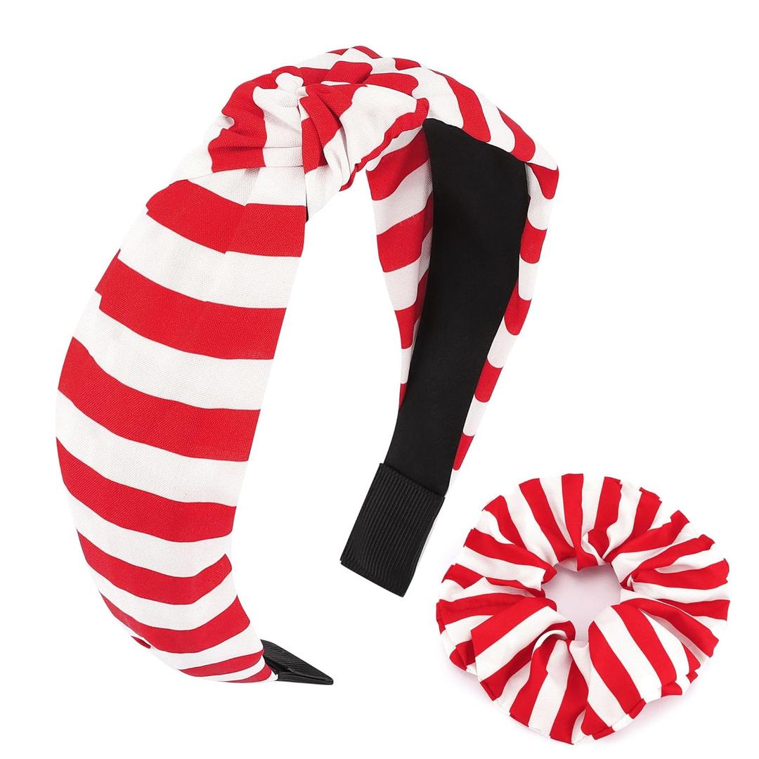 Chanaco Christmas Headband for Women Adults Candy Cane Holiday Headband Outfit Cute Christmas Hair Accessories Dress Costume Gift