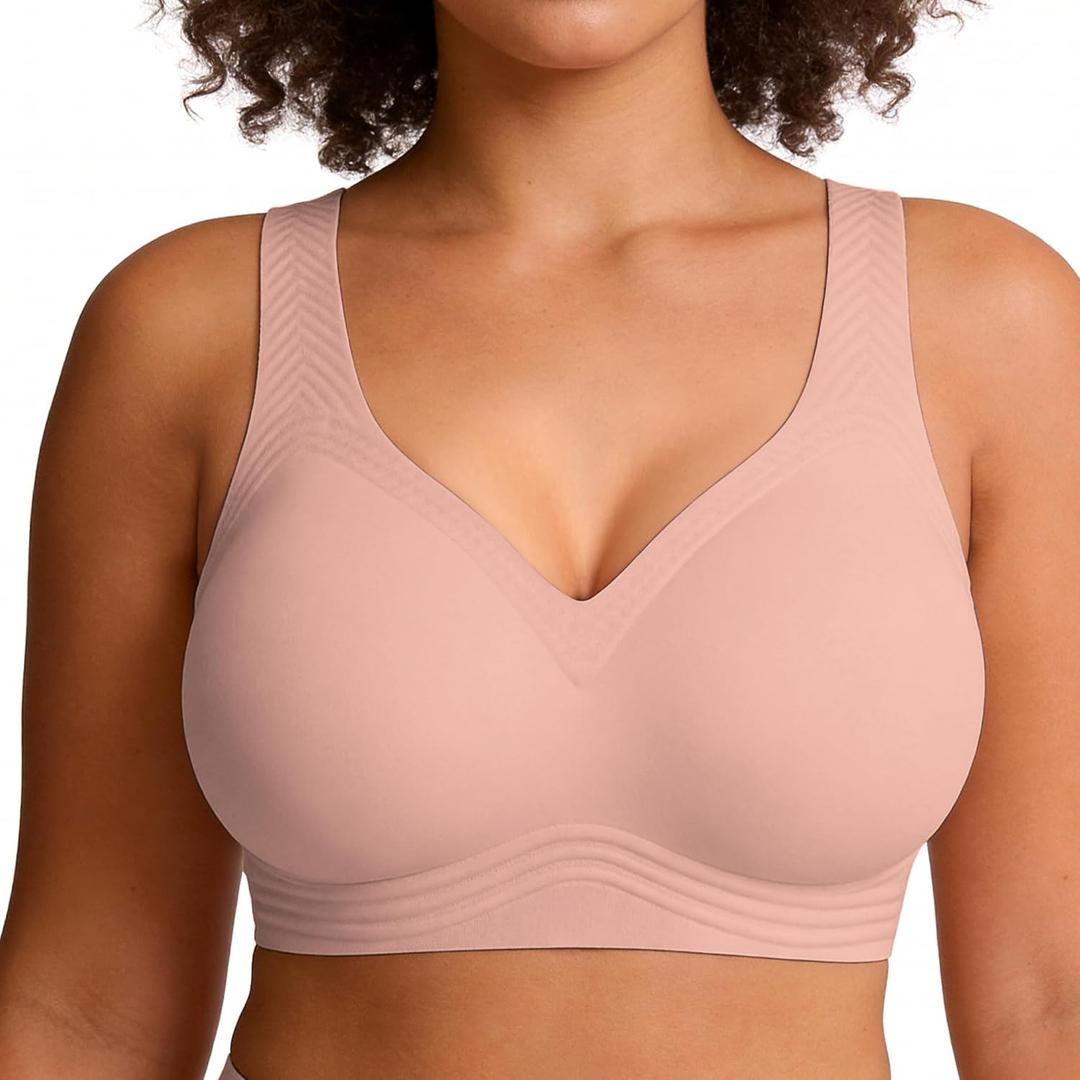Soft Intention Jelly Wireless Bra Seamless Push Up Full Coverage Supportive Everyday Sport T-Shirt Bra Regular & Plus Size XL