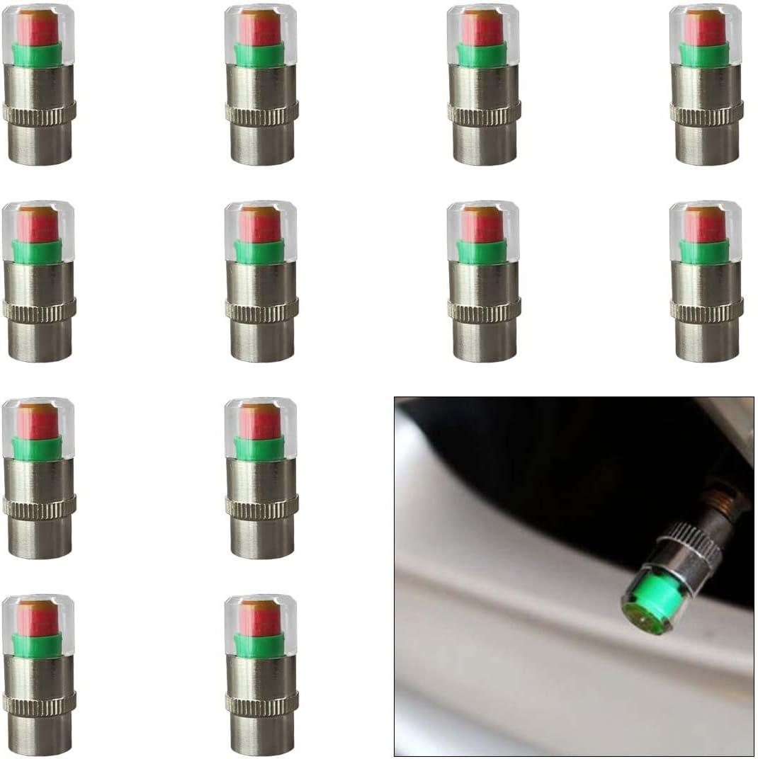 3 x 12PCS Car Tire Pressure Monitor Valve Stem Caps, 3-Color Eye Alert Valve Stem Caps Sensor Indicator, 2.4Bar 36PSI Tire Pressure Gauge Valve Caps for Cars, SUVs, Trucks, Motorcycles, Bicycles (Silver)