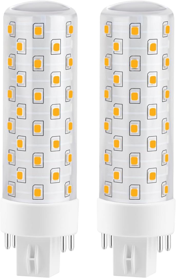 GX24Q LED Bulbs, 3000K Warm White, 4-Pin Base CFL Light Bulb Replacement for 13W 18W 26W Compact Fluorescent Bulb in Bathroom Vent Fan, Kitchen Hood 10W 2-Pack (Ballast Removed Required)