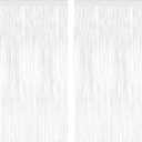 2 Pack Tinsel Backdrop, 3.28 x 7.05 Feet White Party Decorations, Metallic Foil Fringe Curtains Streamer Backdrop, Party Supplies Photo Props for Birthday Anniversaries Wedding
