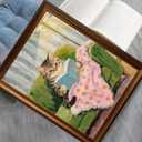 Framed Cat Reading Books Canvas Wall Art Cute Sofa Cat Reading Books Wall Decor Pictures Funny Animal Poster Prints for Bedroom Reading Nook Kids Girls Room 8x12 in