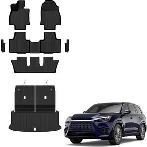 Auxko All Weather Floor Mats Cargo Mat for Lexus TX TX350 TX500h TX550h+ 7 Seats 2026 2025 2024 with Backrest Mat Door Sill Protector(2nd Door) TPE Floor Liners Accessories Odorless Black