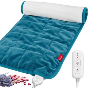Comfytemp Weighted Heating Pad, Aromatherapy Heating Pad for Back Pain Relief, Aromatic Electric Heating Pad for Cramps with Auto Shut Off, Stay On, 3 Heat Settings, Organic Lavender & Rose, 12"x24"