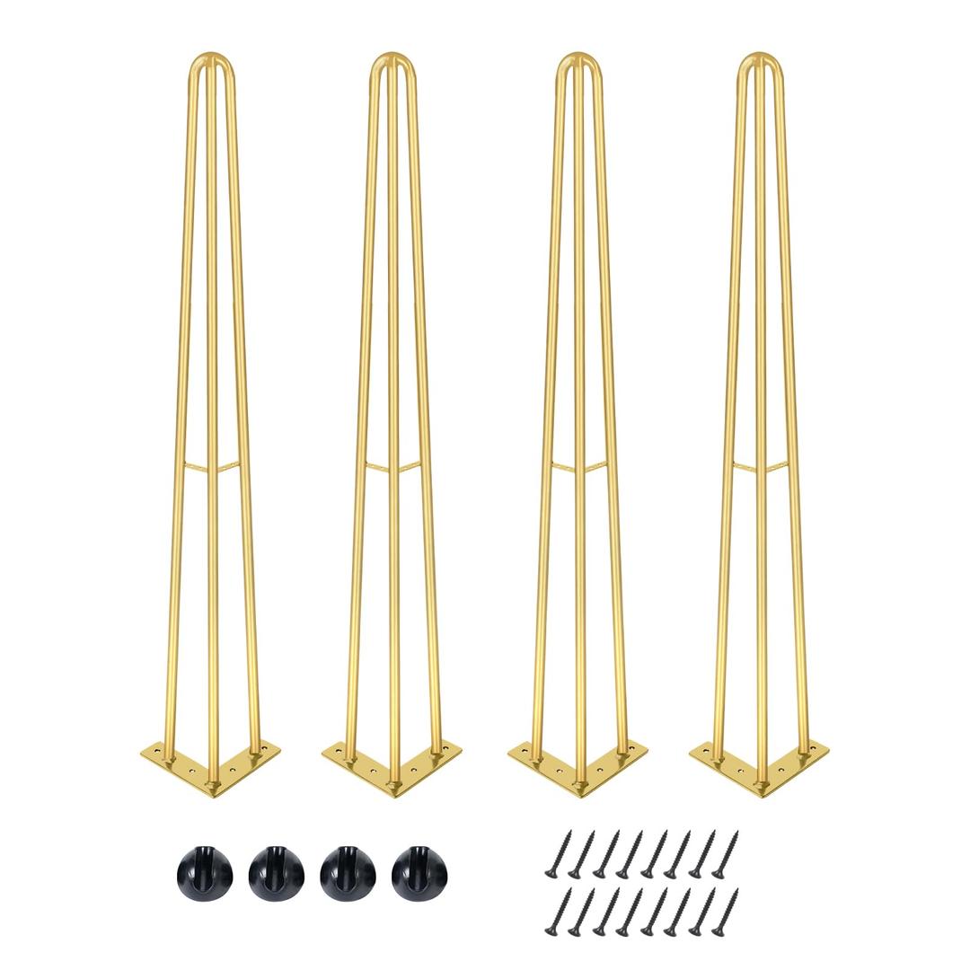 ManyiHome 40Inch Hairpin Table Legs Golden Set of 4 Desk Legs,1300lbs Load Capacity ， Rodsfor Coffee Table, Night Stand Desk Bench，Desk, Bench Desk Dining End Table Chairs