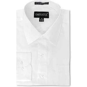 Mens Regular fit Solid Dress Shirts w/Convertible Cuffs (17.5" Neck 33" Sleeve)