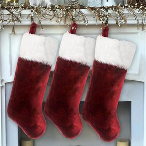 Christmas Stocking 3 Pack 19 Inch Christmas Stocking Personalized Plush Cuff Red White Christmas for Family Christmas Decoration Fur Stockings Gift Bags for Kids Classic Stocking Decorations (8)