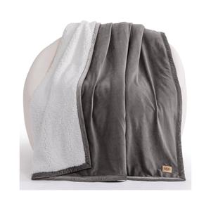 UGG Bliss Throw Blanket Plush Soft Fleece Fluffy Blankets for Bed or Couch Oversized Warm Reversible Machine Washable Medium Weight Home Decor Giftable Throw, 50-inch x 70-inch, Charcoal Grey