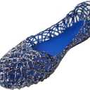 Womens Sandals Flat Jelly Shoes Slip On Hollow Out Loafers (9.5, Navy Blue)