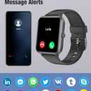 Fitness Tracker Fitness Watches for Women Men (Make/Answer Calls), 1.85" Smart Watch for iPhone/Android Phones, Heart Rate/Sleep Monitor Steps Tracker Watch Pedometer IP68 Waterproof (Dark Black)
