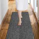 Backed Non-Slip Area Rugs Runner, Easy Clean, Waterproof Runner Rugs for Hallway Entryway, Kitchen, Laundry, 2FT x 6FT, Grey Stripe