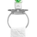 APLusee Towel Ring with Shelf Brushed Nickel, 304 Stainless Steel Rustproof Wall Mounted Holder, Space-Saving Storage for Hand Towels & Bathroom Essentials