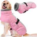 Queenmore Dog Jackets for Large Dogs, Fleece Dog Coats, Windproof Winter Large Breeds Jacket Winter, Reflective Pet Jackets, Pink, XXXL