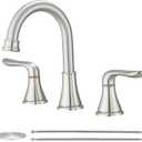 GENBONS Widespread Bathroom Faucets 3 Hole Brushed Nickel 8 Inch Faucet for Bathroom Sink Vanity RV Farmhouse Double Handles 3 Piece Faucets with Pop Up Drain
