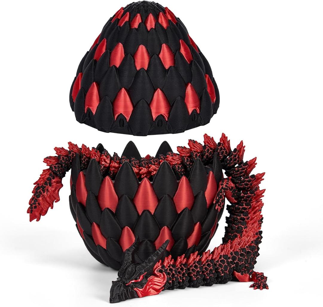 TBOLINE 3D Printed Dragon Eggs with Articulated Dragon Inside,Easter Dragons Egg,Easter Gifts Kids,Office Desk Decor,DND Gifts,Desk Toys for Kids Adult (Fire Dragon)