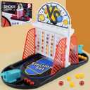 Tabletop Basketball Bouncing Ball Toy, Basketball Board Game, 2 Player Arcade Game, Indoor Fun Bouncing Pinball for Kids & Adults, Ages 3+
