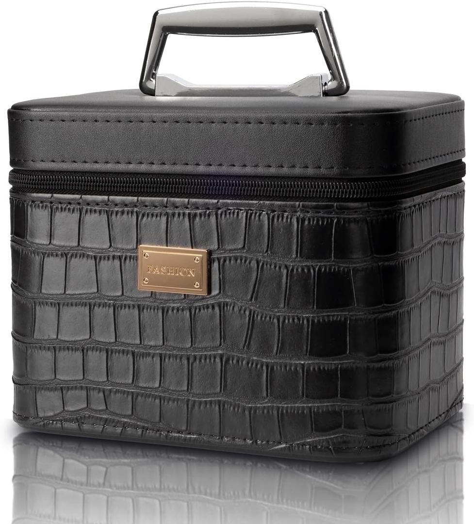 Makeup box, Black makeup storage box, Train case makeup box, Professional train case make up box for women adults.