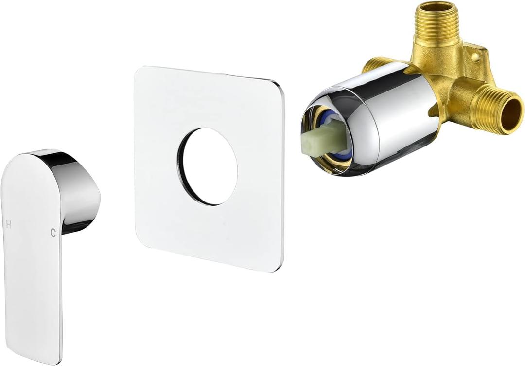 Shower Valves Wall Mount Shower Faucet Rough-In Valve Bathroom Trim Kit Single Handle Tub Shower Valve Mixer Chrome 2499CP