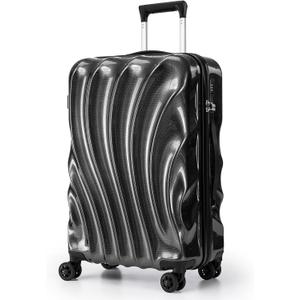 24 Inch Medium Checked Hardside Luggage, ABS+PC Hardshell Suitcase with Spinner Wheels TSA Lock, Lightweight Carry on Check Luggage with Scratch Resistant Surface (Black)