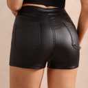 winkbay Women's High Waisted Straight Leg Skinny Shorts Party Streetwear Shorts with Pockets Black Small (Black, S)