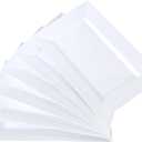 Mwellewm 12 Pcs White Plastic Serving Trays, 14''x9'' Rectangle Dessert Trays for Dessert Table, Party Food Display Set Disposable Platters Cookie Cupcake Gold Serving Tray for Birthday Party Wedding