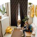 AEOCOO Insulated Door Curtains, Fit Size up to 36 x 80 Inches for Doorways/Front/Back/Basement, Magnetic Thermal Door Cover for Winter, Oxford Filled with Thick Cotton to Keep Warm, Brown, Diamond