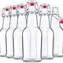 Swing Top Glass Bottles with Airtight Lids, Flip Top, for Carbonated Drinks, Kombucha Bottles, 2nd Fermentation, Water - 16 Ounces - 5 Pack