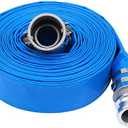 2 inch x 100ft PVC Lay Flat Discharge Hose With Aluminum Camlock C & E Fittings, Cam Lock Fitting, Heavy Duty Reinforced Pump Backwash Hose Assembly