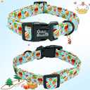 Dog Collars - Christmas Pet Collar with Santa Claus Print, Durable & Soft, Adjustable for Large Dogs (Large (Pack of 1))
