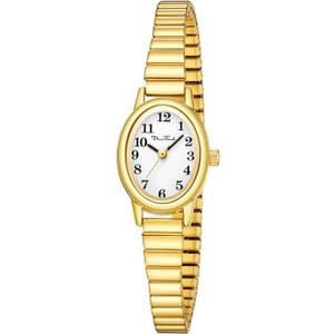 Diaofendi Petite Women's Easy Reader Watch, Analog Women Watch with Stainless Steel Expansion Band, Water Resistant (M(5.9"-7.5"), Gold)