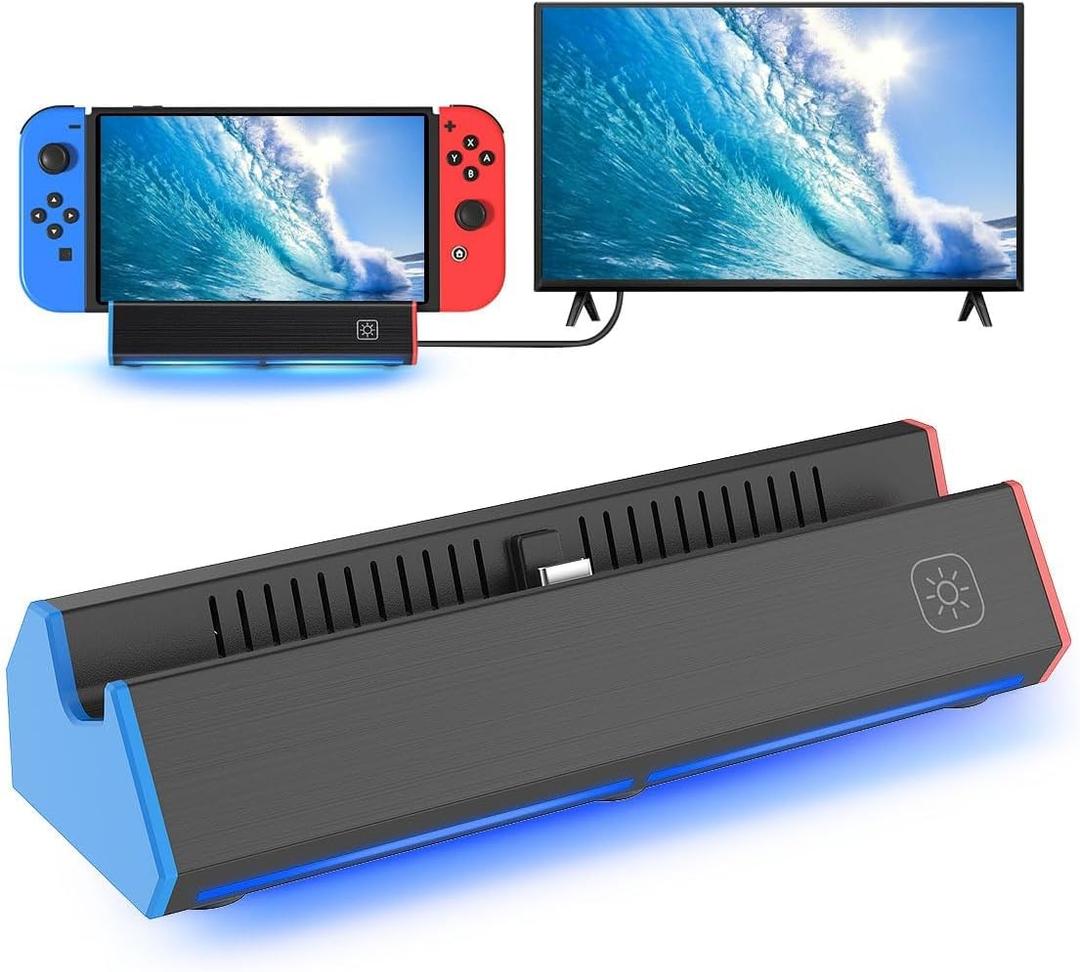 iPLYGAM Switch Dock for Nintendo Switch1/OLED, Portable Switch Docking Station with 4K HDMI/USB Port/Type Port, Replacement for Nintendo Dock Charging Stand (NO Cable Included)