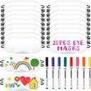 20 PCS Eye Mask Sleepover Party Supplies, Slumber Party Favors Pajama Party Decorations Sleep White Soft Shade Blindfold Eye Covering, Color the Bulk Game Stuff with 8 PCS Fabric Marker Pens