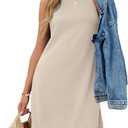 Sampeel Dresses for Women 2025 Casual Summer Sundresses Sleeveless Tank Dress Fashion Outfits (Beige, S)