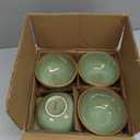 Stoneware Dinnerware Sets for 8, Reactive Glaze Plates and Bowls, Green