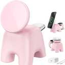 AOK-AOK Foldable Wireless Charging Station, 15W Magnetic Fast Charger Stand for iPhone 17 16 15 14 13 12 Pro Max&Apple Watch&Airpods, 2-in-1 Charger for Home/Office/Travel(30W Adapter Included) (Pink)