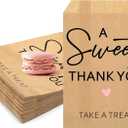 Teenyyou 100 Pcs Wedding Party Favor Candy Buffet Bags 5 x 7 Inch White Paper Treat Wedding Bags a Sweet Thank You Take a Treat Cookie Supplies for Guest Decorating Pastry Bridal Shower(Brown)