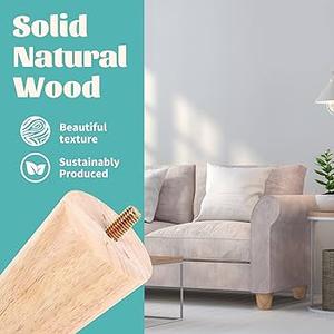 Txcucc 5" Round Solid Wood Furniture Leg Set of 4 MidCentury Modern Sofa Couch Bed Coffee Chair Desk Straight Feet Legs with PreDrilled 5/16(M8) Inch Bolt& Screws& Rubber Pads…