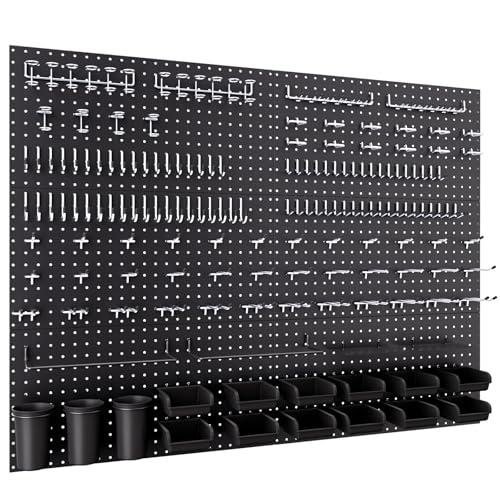 INCLY 48x36 Inch Metal Peg Board Kit with 1/4" Pegboard Hooks Accessories, 6PCS Peg Board Panels and 234PCS Black Pegboard Wall Organizer Tool Storage System for Garage Workbench Shed
