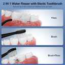 Electric Toothbrush with Water Flosser Combo, 2-in-1 Flosses and Sonic Toothbrush, Flossing Toothbrush for Adults, Cordless Water Flosser for Home and Travel, Portable Travel Case Included