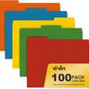 ViVin File Folder, 100 Pack Colored File Folders with 1/3-Cut Tabs, Fits 8.5 * 11 Letter Size Paper, Manilla Folders for Home Office School Documents(Assorted)
