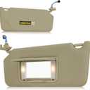 Left Driver Side Sun Visor with Vanity Light Fit for Honda Accord 2008 2009 2010 2011 2012, Replace for 83280TA0A91ZB Beige